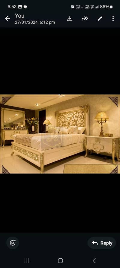 Complete Lavish bed Set along with 2 side tables and a dressing table