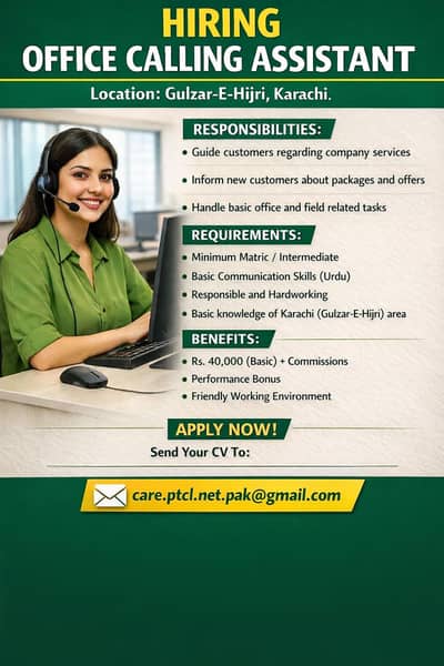 Female Sales Assistant  care. ptcl. net. pak@gmail. com