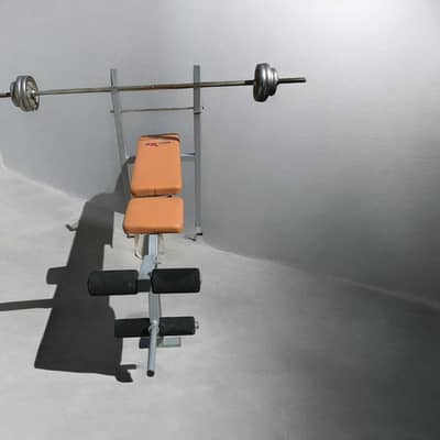 Chest rod, weights and bench for sale