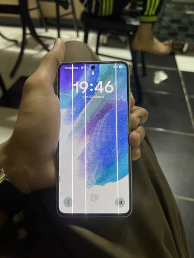 Samsung s 21 fe5g with box display pr 3 lines hain baaqi all okay