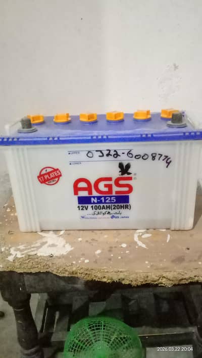AGS battery 100 ampere 8 mahine use by sale