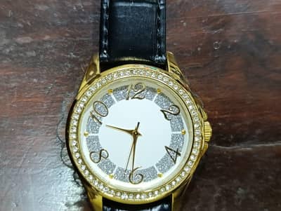 Original WatchTime Stone Studded Gold Plated watch imported