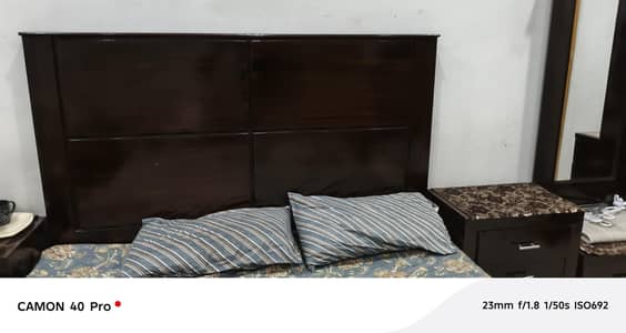 wooden bed set side table dressing table mattress