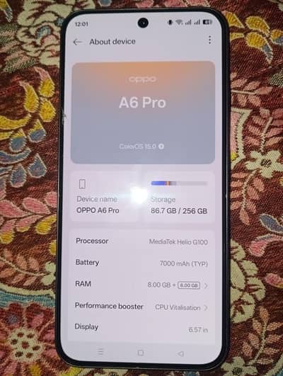 Oppo a6pro 8+8/256 7000mah battery
