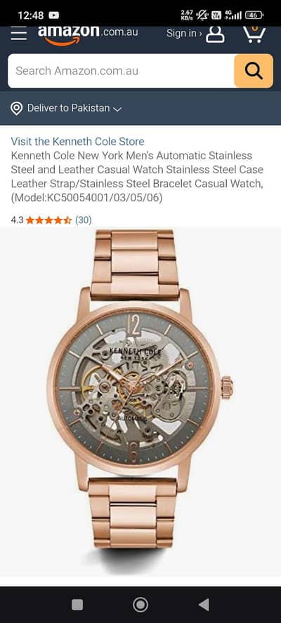 Kenneth Cole Skeleton Watch (New).