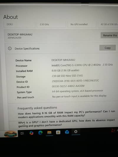 Laptop Lenovo for sale i5 6 gen available