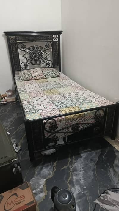 Single Iron Bed with Mattress For Sale