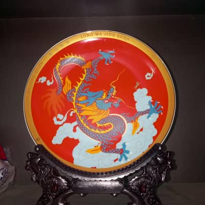 China Imported decoration Plate "Red Dragon Horse"