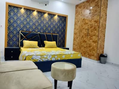 Par Day and short Time full furnish one BeD Room ment Available for rent Bahria Town Phase 6 family apartment