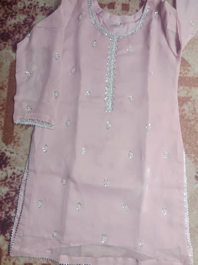 shiffon tea pink suit
