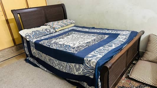 Double bed in best condition full wood with mattress for urgent sale