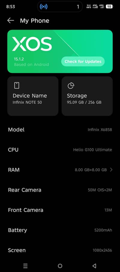 I'm selling infinix note 50 condition 10/10 full box charger available