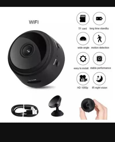 Mini Wi-Fi baby monitor camera black 1080p night vision