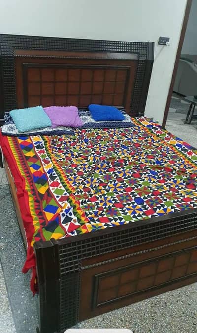 Wooden Bed Set with dressing and side tables' cupboard& iron stand