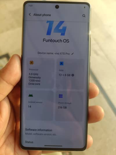 vivo x70 pro 5G with full box 12.256gb lush condition