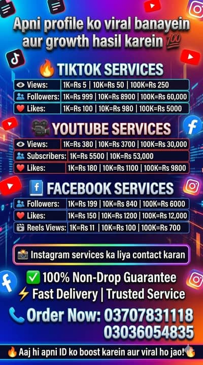 100% non drop subscribers followers like shares views available Of Al