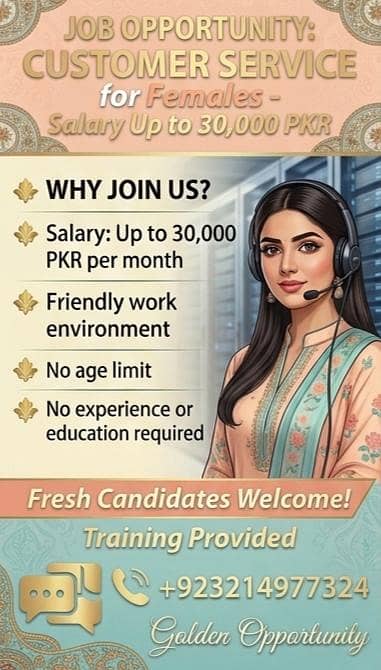 Female Job Opportunity – Urdu Calling Customer Service (30k Salary)
