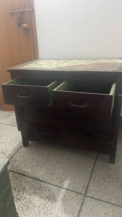 6 seater sofa set cane , wooden drawer table, side racks, large cabnet