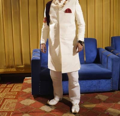 White 5 pieces sherwani