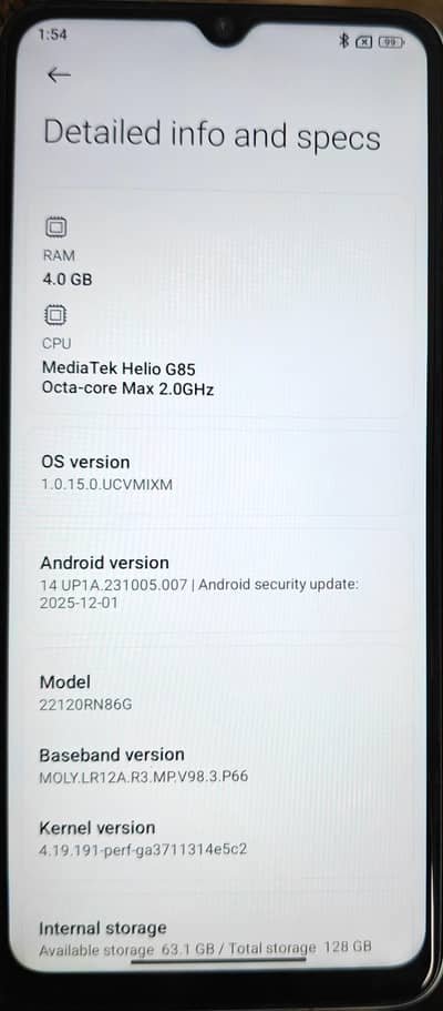 Redmi 12c 4gb ram 128gb rom