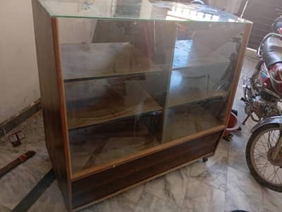 2 x wooden racks with glass