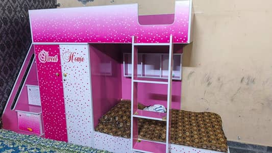 Kids Bunk Bed with Storage & Wardrobe (Almost New)