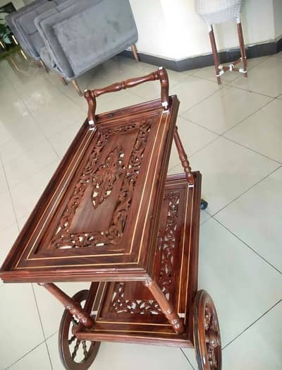 wooden tea trolley