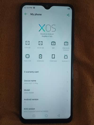 Infinix hot 11 play 4/64