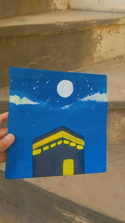 4 by 4 canvas painting acrylic colour beautiful Khana Kaba painting