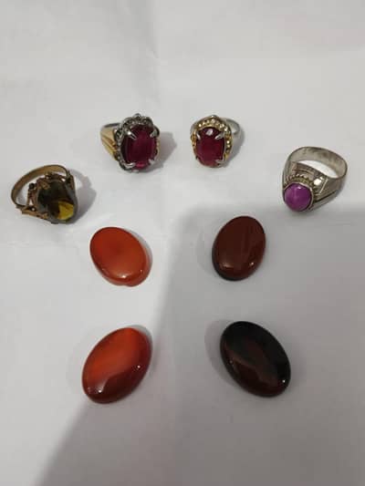  Gemstone Rings & Loose Aqeeq Stones – For Sale