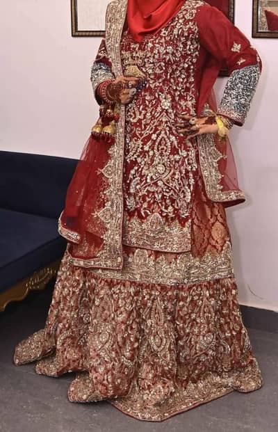 Bridal Barat Dress Farshi Lehnga With Long Shirt Withl Jewelry Set