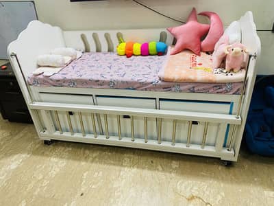 Baby cot bed with mattress 5x2 feet