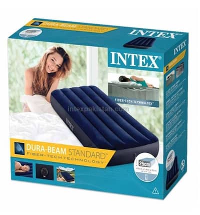 4 brand new Intex single air mattresses with 1 pump for sale