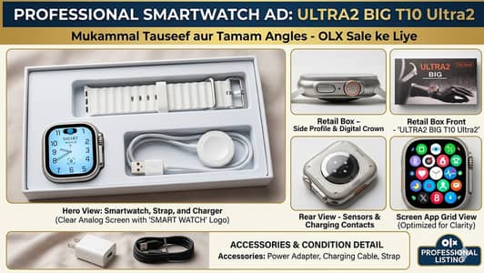Ultra 2 Big T10 Smartwatch - Full Box & Charger