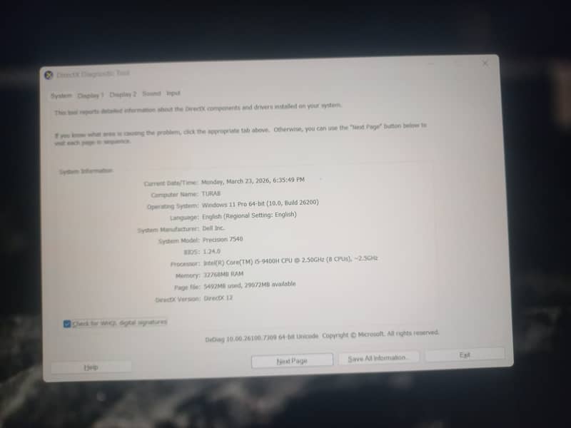Dell precision 7540 model 11