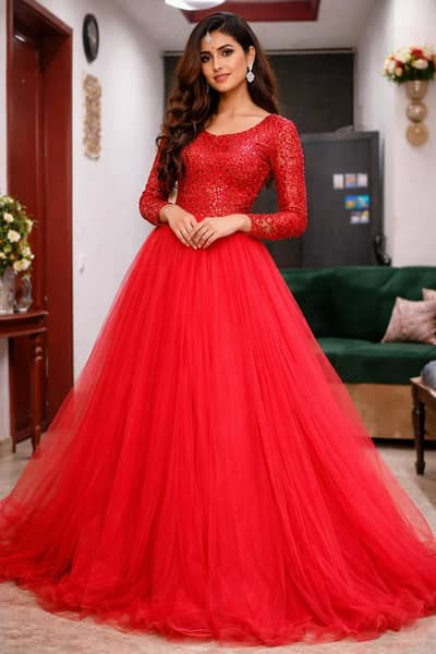 red farry frok with red dubbta