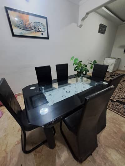 Dining Table Glass 6 Seater Set