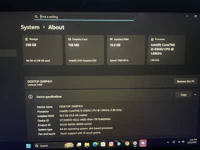 Dell latitude 5400 i5 8th gen