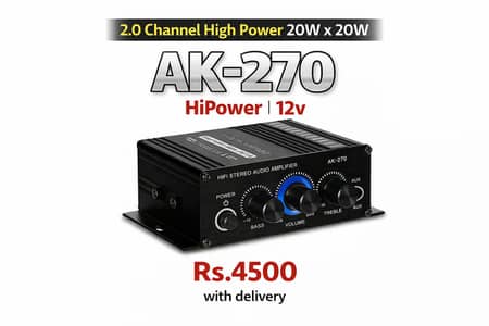 Audio Amplifier, Stereo AK-270 Amplifier, 2.0 Channel for car Home Off
