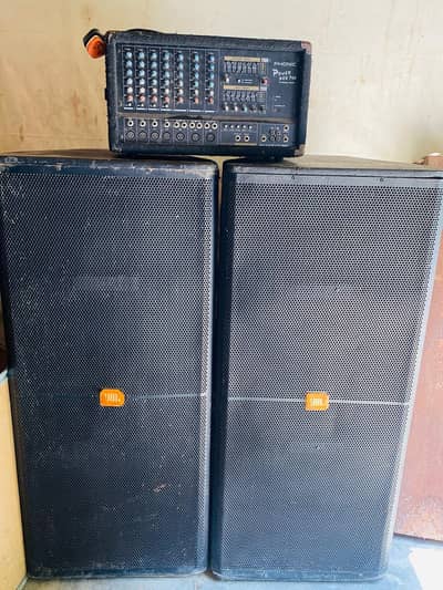 Dj sound system JBL speaker 1 phonic 7 channel mixer 1 Toshiba laptop