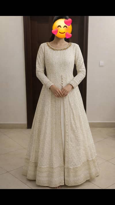 three piece fully embroidered maxi with reasonable price