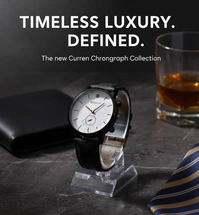 Chronograph Black Watch With Leather Strap