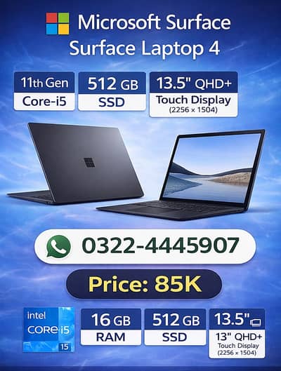 Microsoft Surface Laptop 4 i5 11th Gen  16GB RAM 512GB SSD