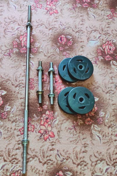 Complete Home Gym Set - Barbell, Dumbbells, and Weight Plates