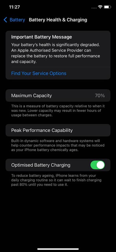 All condition is good battery health 70