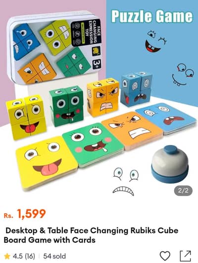 Desktop & Table Face Changing Rubiks Cube Board Game with Cards