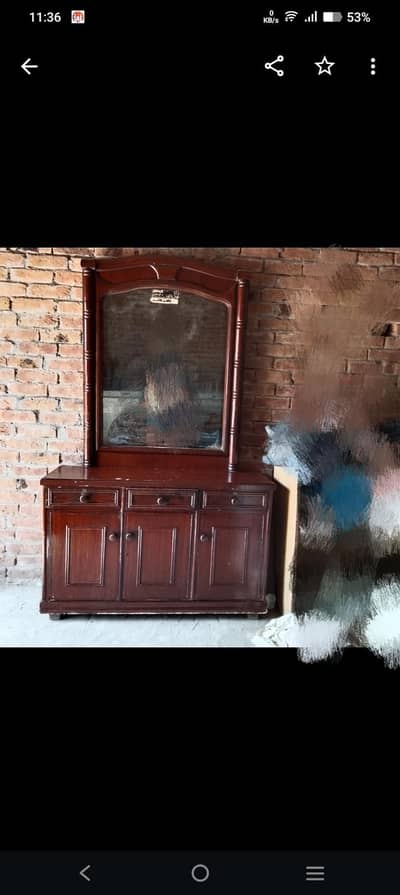 Dark Brown Wooden Cabinet with Mirror (three-cabin unit)