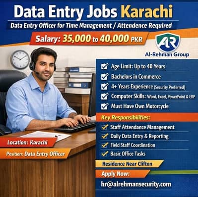 Data Entry Officer for time managment / Attendence . FOR NIGHT SHIFT