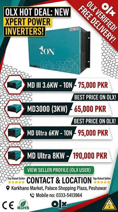 1ON Hybrid Solar Inverters (3KW - 8KW) | Best Price in Peshawar