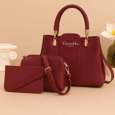 Mehron Leather  3 PCs  Hand Bag Set